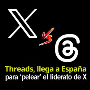 El logo de Threads contra el logo de X